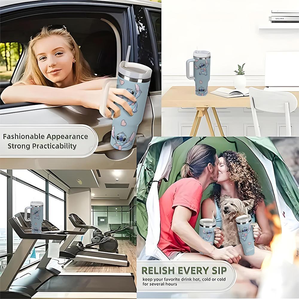 Vaso aislado de 40 oz con tapa a prueba de fugas y pajilla para bebidas calientes y frías