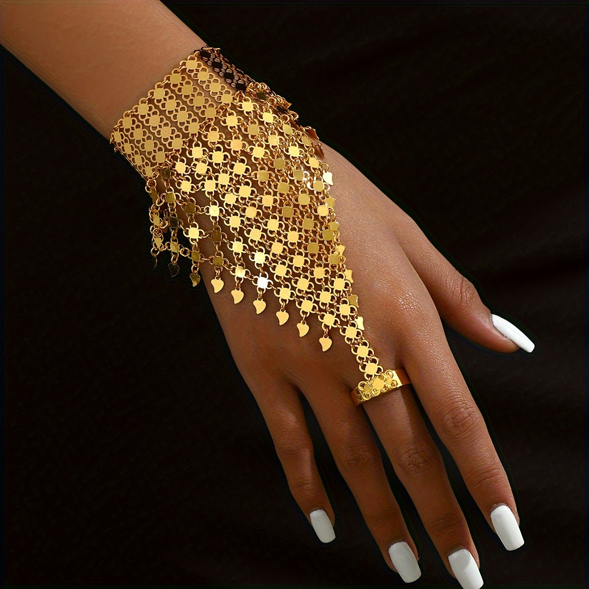 Copper-Plated Metal Love Ring Bracelet for Brides Wedding Jewelry