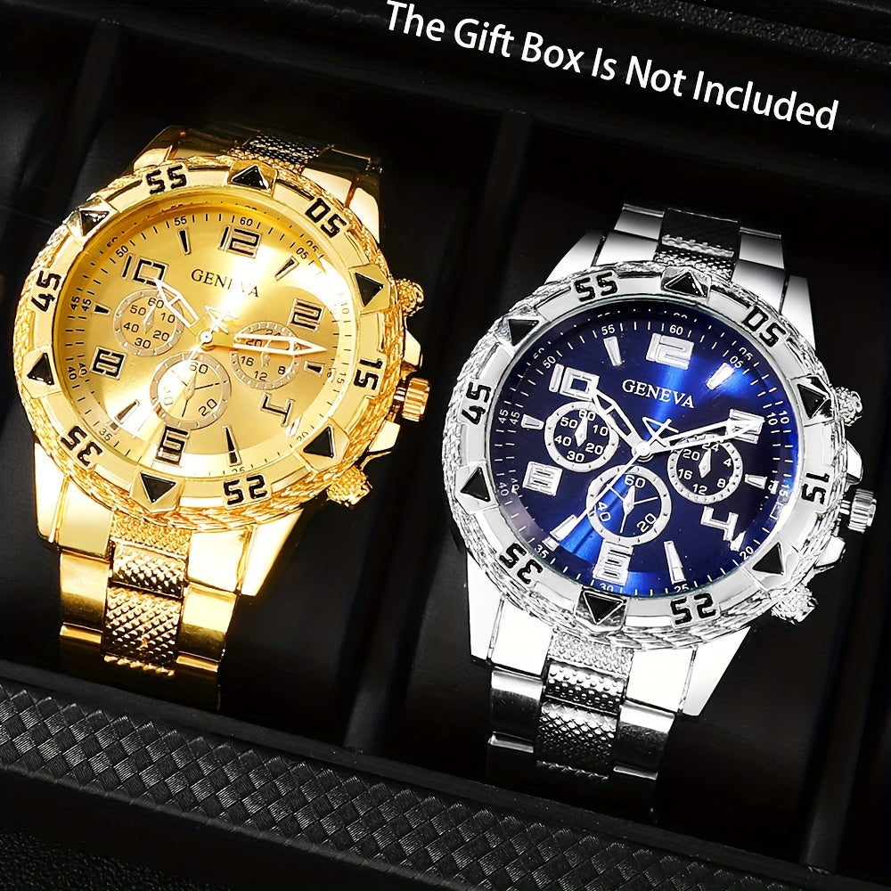 Men's Quartz Watch Set 3 Pieces Stainless Steel Zinc Alloy Non-Waterproof Gift
