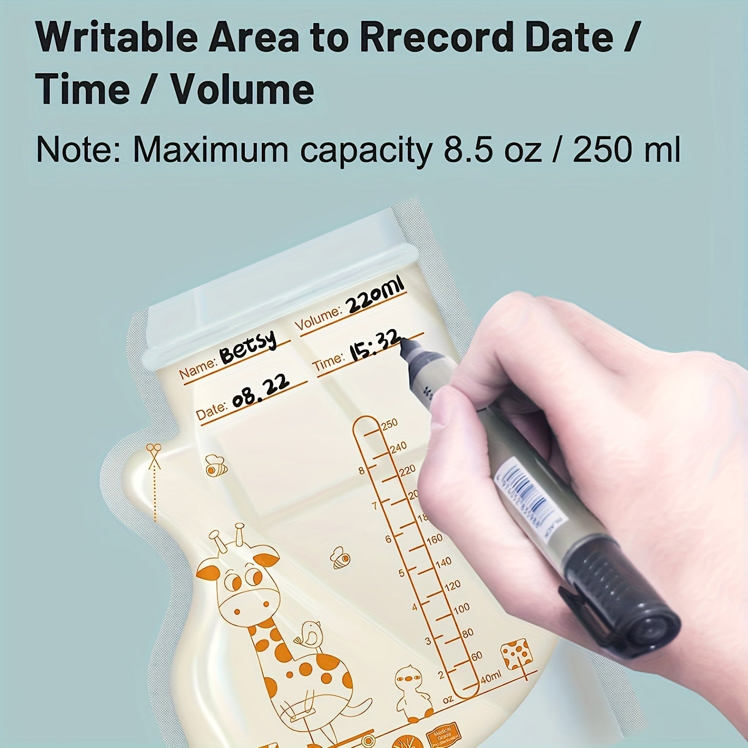 Мешки для хранения грудного молока, 60 шт., 8,5 унций, без BPA, с носиком для наливания, стоячий, плоский профиль