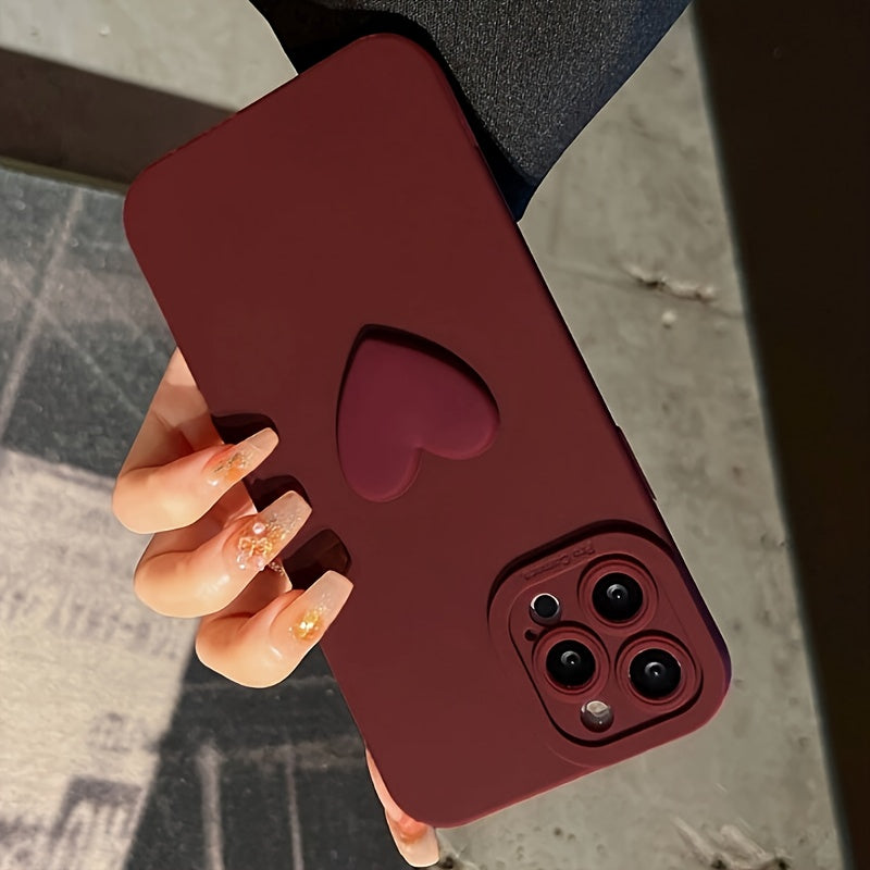 Wijnrood 3D Love Phone Case for iPhone 7-15 Pro Max XR XS TPU Protective Cover