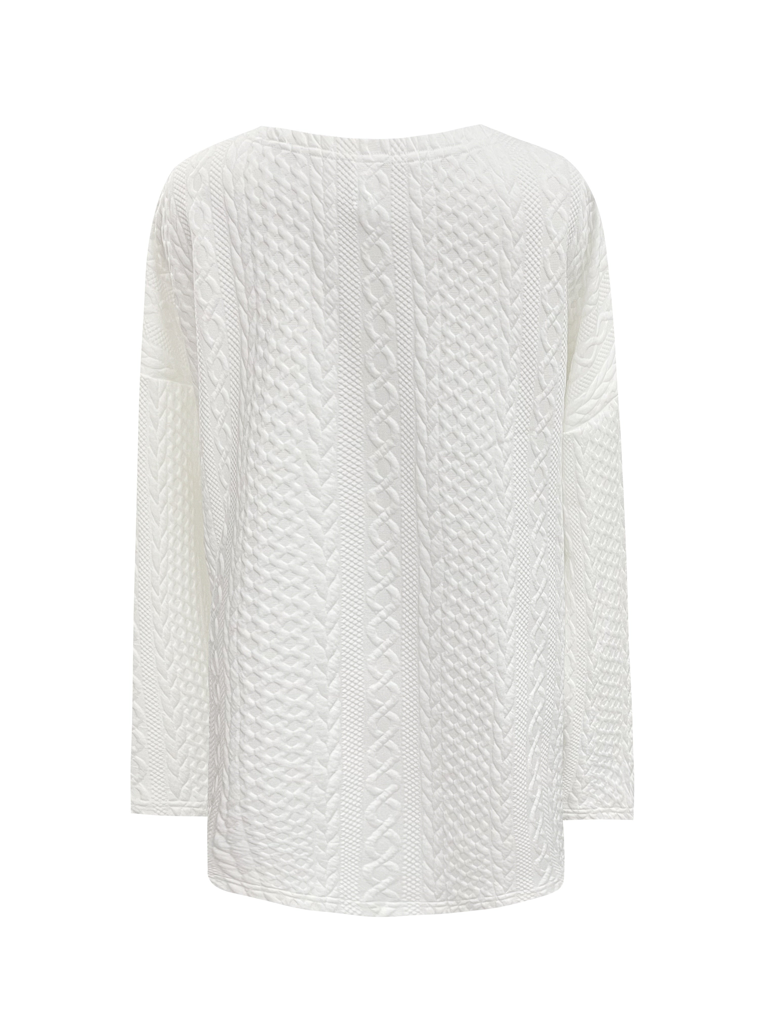 Plus Size Women's Jacquard Crew Neck Sweatshirt Long Sleeve Fall Winter Pullover