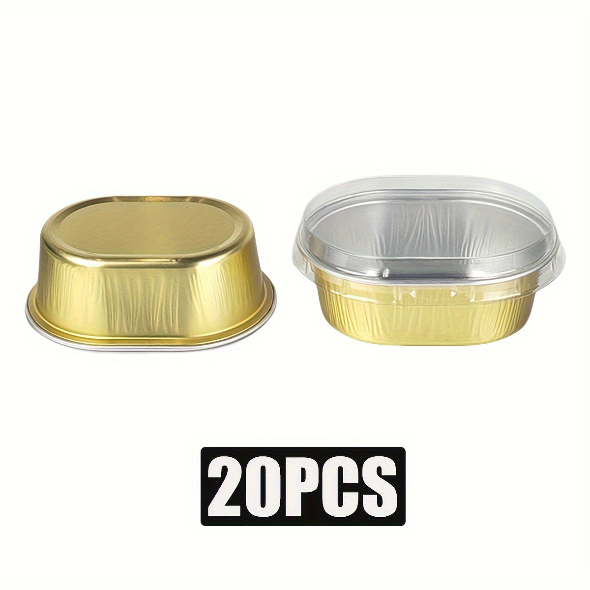 Molde de aluminio en oro y negro con tapas transparentes para mini cheesecakes y cupcakes
