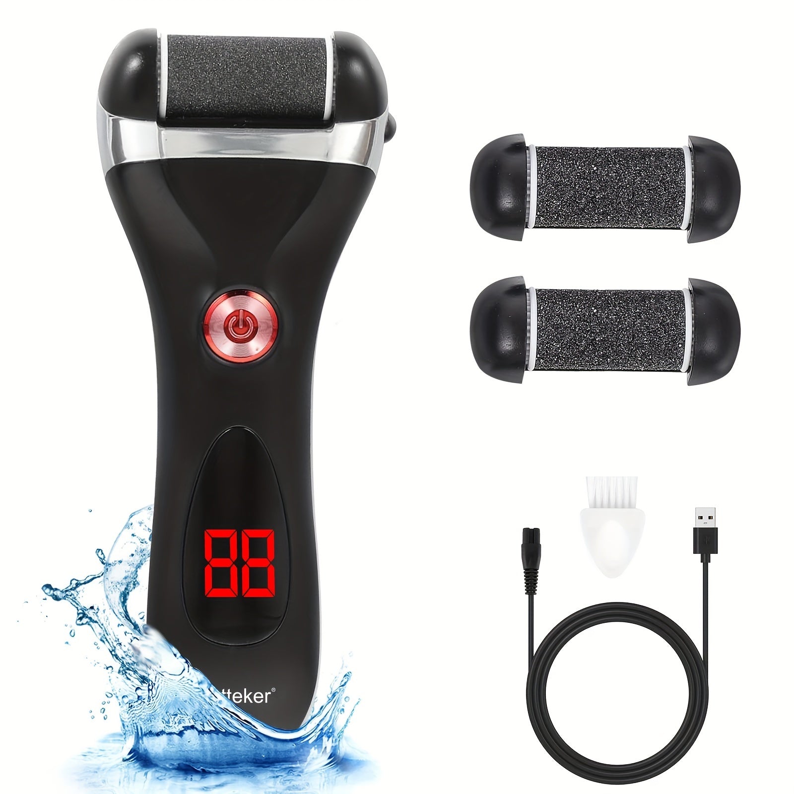 HATTEKER Elektrik oyoq kallus olib tashlagich LCD displey bilan - USB orqali zaryadlanadigan, 1200mAh batareya bilan silliq oyoqlar uchun