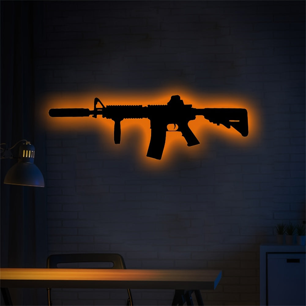 Gun Wall Light for Gaming Room Decor, Home Plaque, Boyfriend Gift