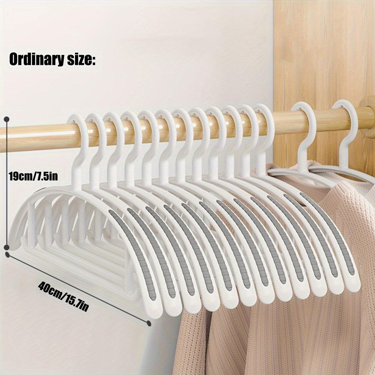 24-Pack White Plastic Clothes Hangers Non-Slip Wide Shoulder Space-Saving Heavy-Duty