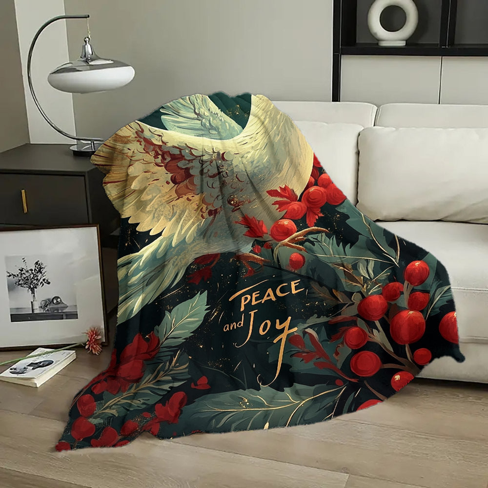 Colorful Geometric Pattern Flannel Throw Blanket Cozy Bedding Allergy-Friendly Quilted Polyester