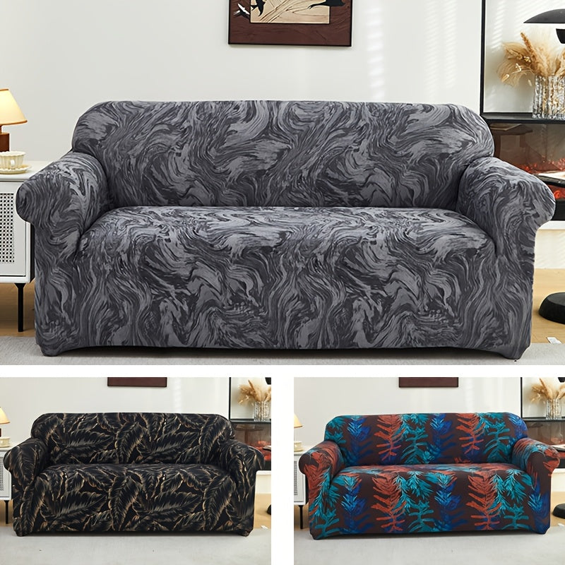 All-Season Stretchable Sofa Cover with Anti-Slip and Modern Print Fits Single to Four-Seater