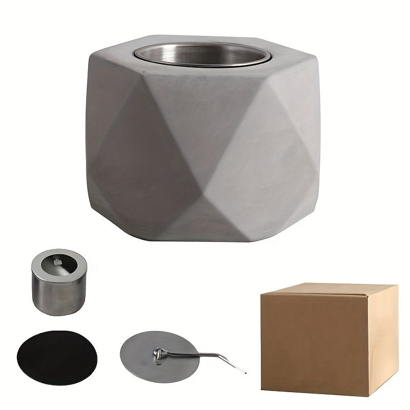 Portativ Mini Spirtli Yoqilg'i Yoqish Teshigi, Tutun chiqarmaydigan Beton Stol Ustiga, O't o'chiruvchi bilan birga - Ichki va Tashqi Bezash uchun Ideal, Qish uchun Ventilyatsiyalangan Metall Kamina