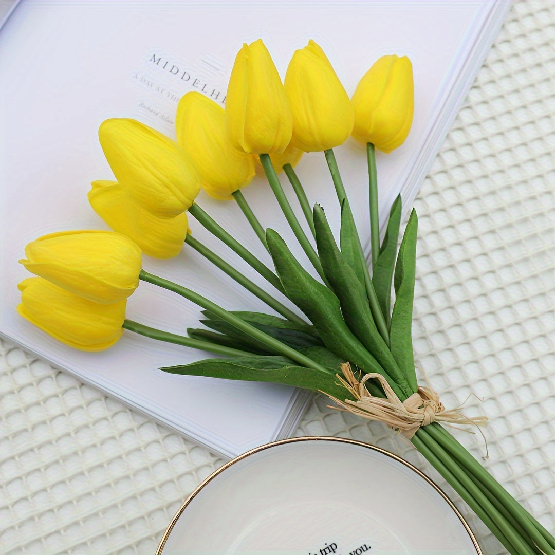 Sun'iy tulip gullari to'plami 9, 18 yoki 27 dona, uy ofisi bezatish, to'ylar, partiyalar, sovg'alar uchun