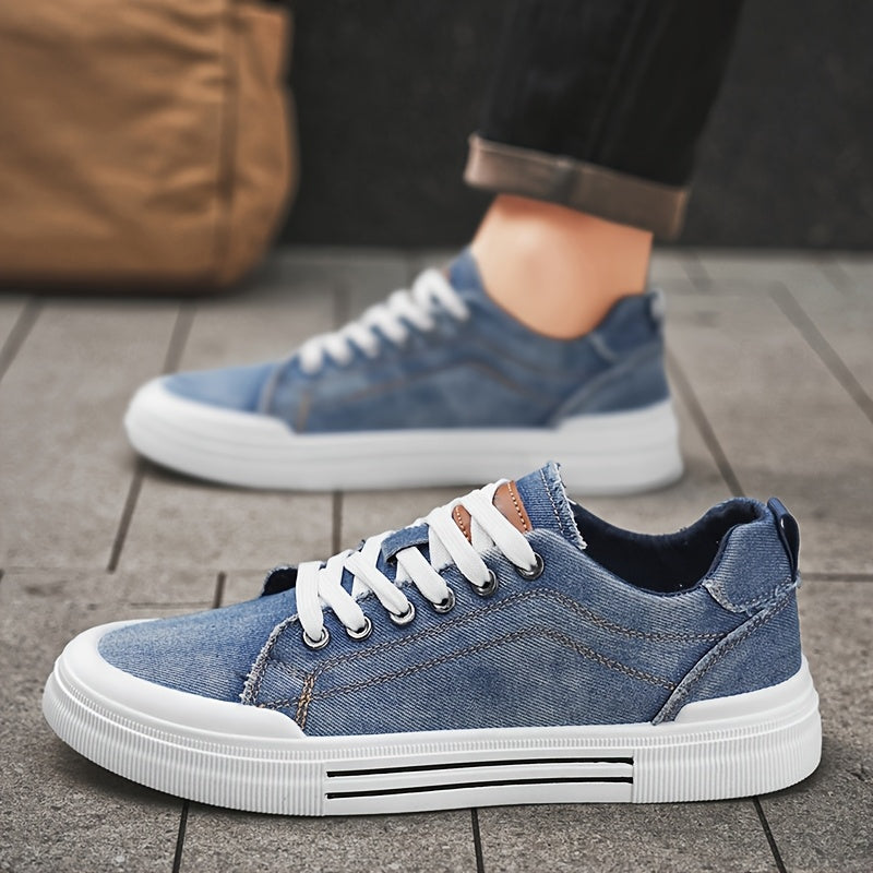 Men's Canvas Low-Top Sneakers Casual All-Season Lace-Up Solid Color