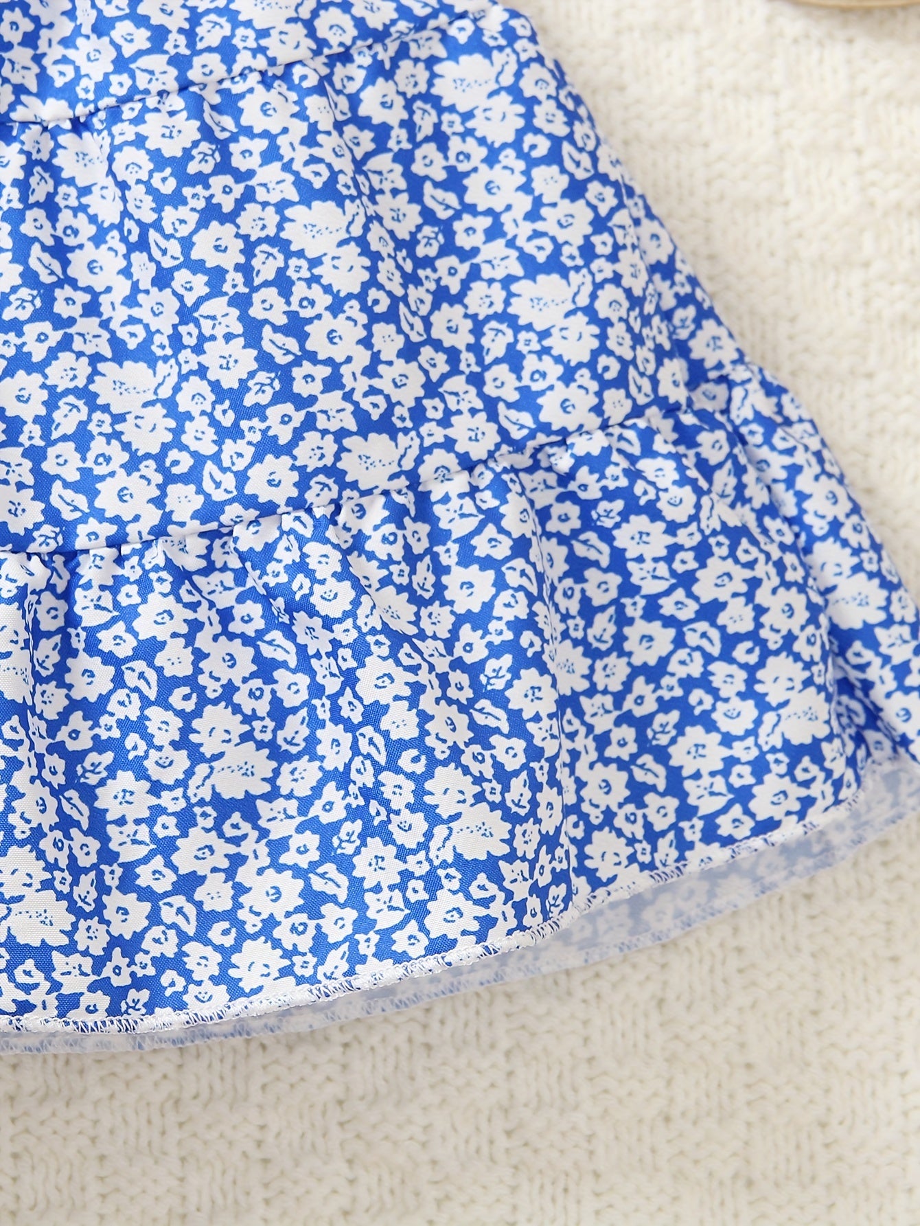 Floral Girls 2PCS, Yozgi Tashqi Ta'til uchun Crop Top + Yubka To'plami