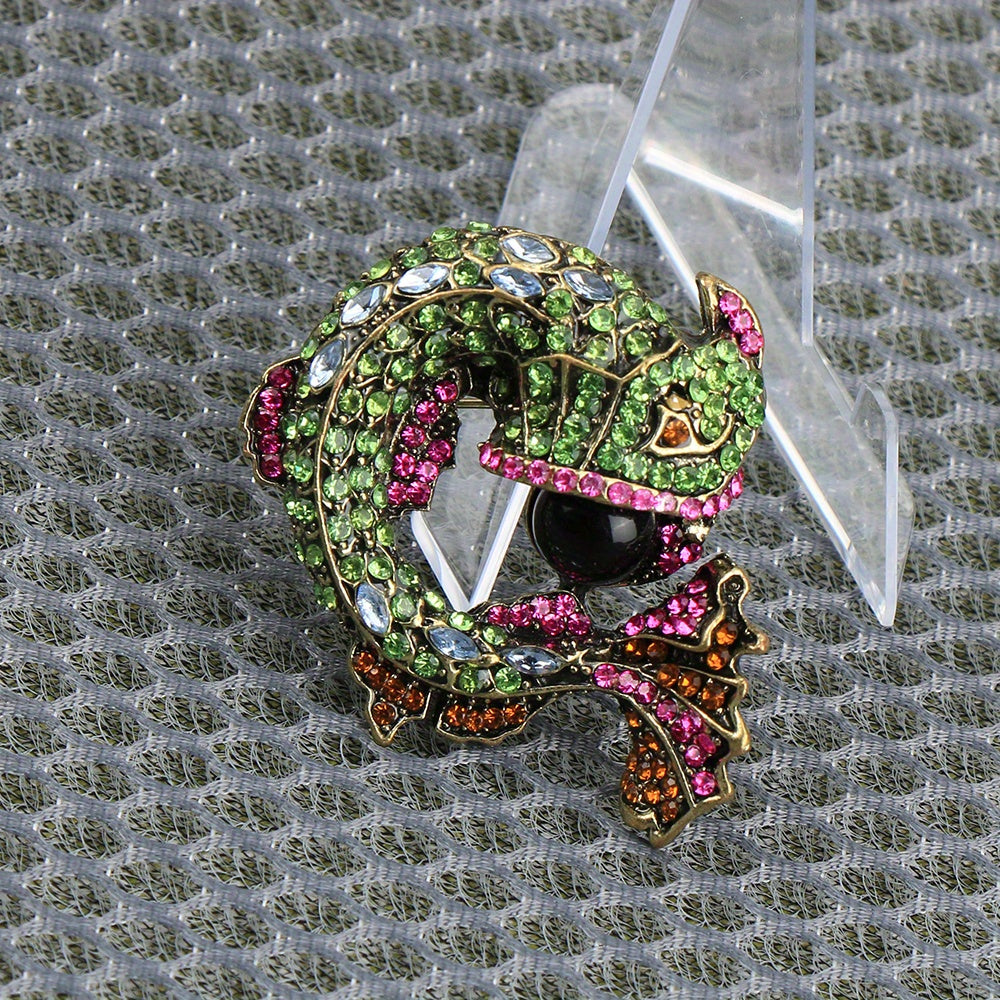 Retro Fish Brooch Pin with Rhinestones and Enamel Jewelry Accessory