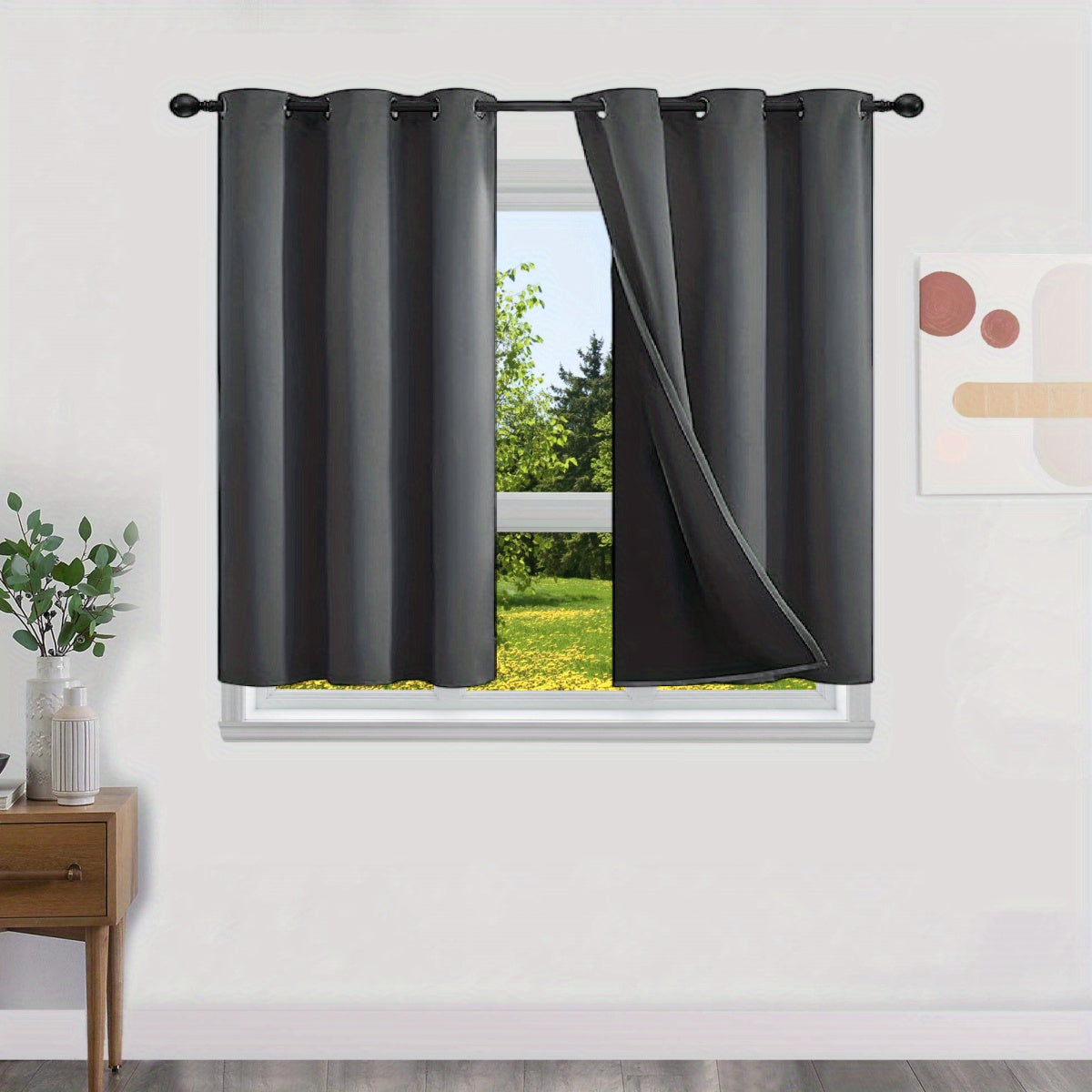 Blackout Curtains 100% Opaque with Lining 2 Pieces for Bedroom Living Room