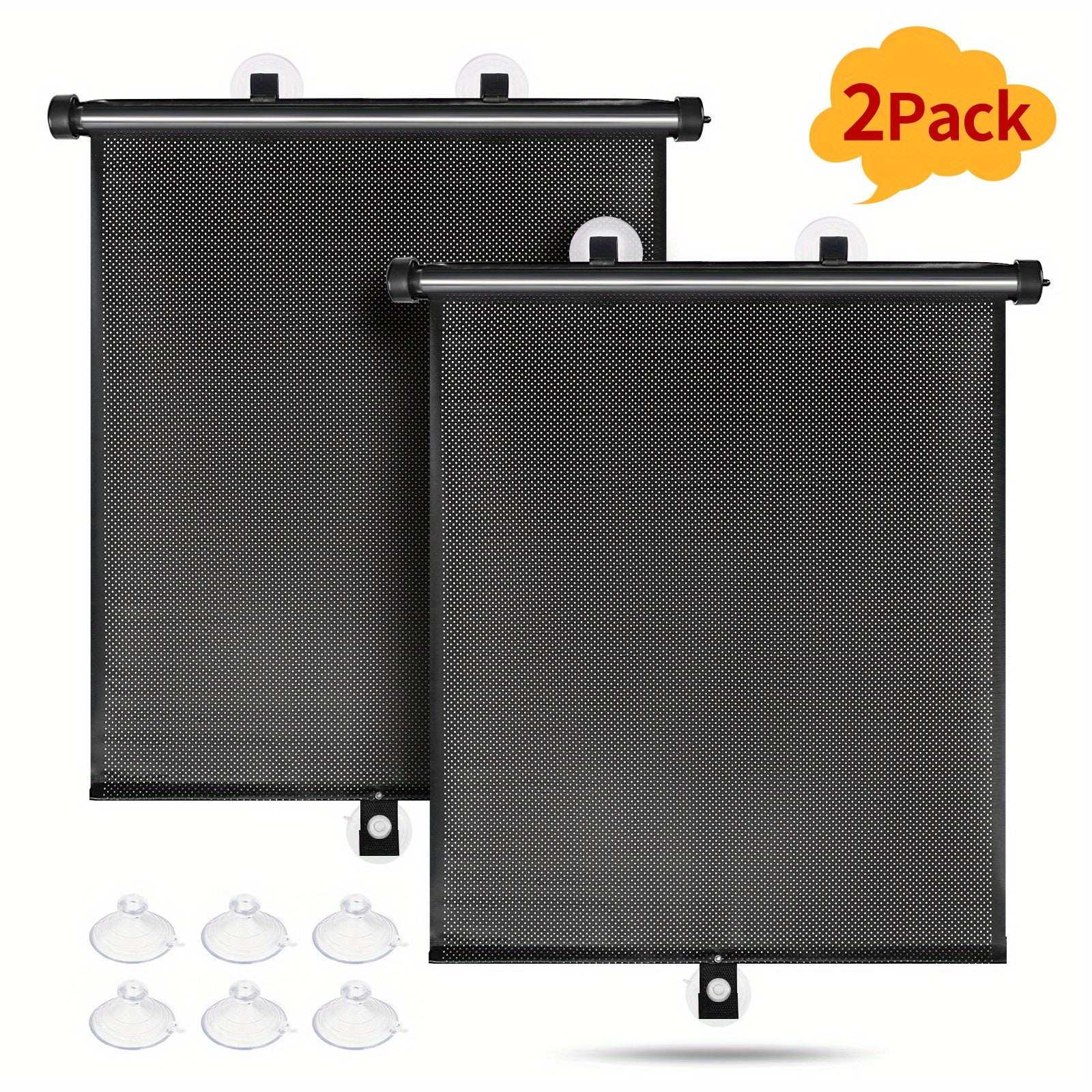 2 ta paket Polka Dot Avtomobil yon oynasi quyosh nuri soyasi UV issiqlikdan himoya qilish uchun tortib olinadigan PVC visorlar