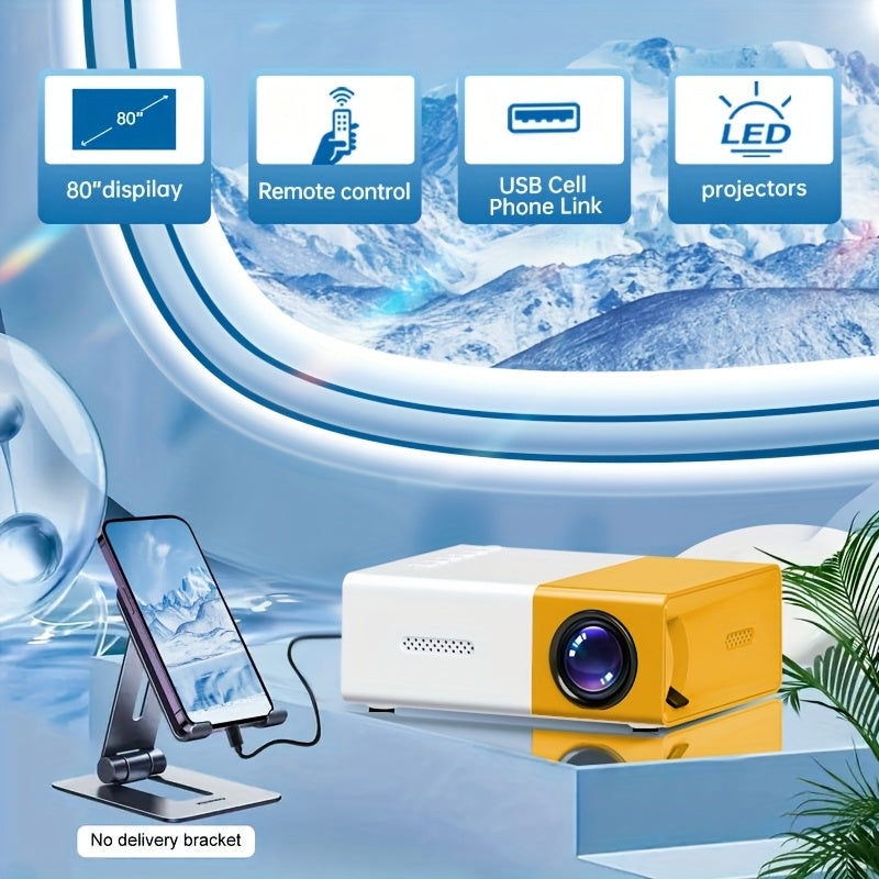 Portable Mini Projector for Indoor Movies TV Gaming with USB AV HDMI