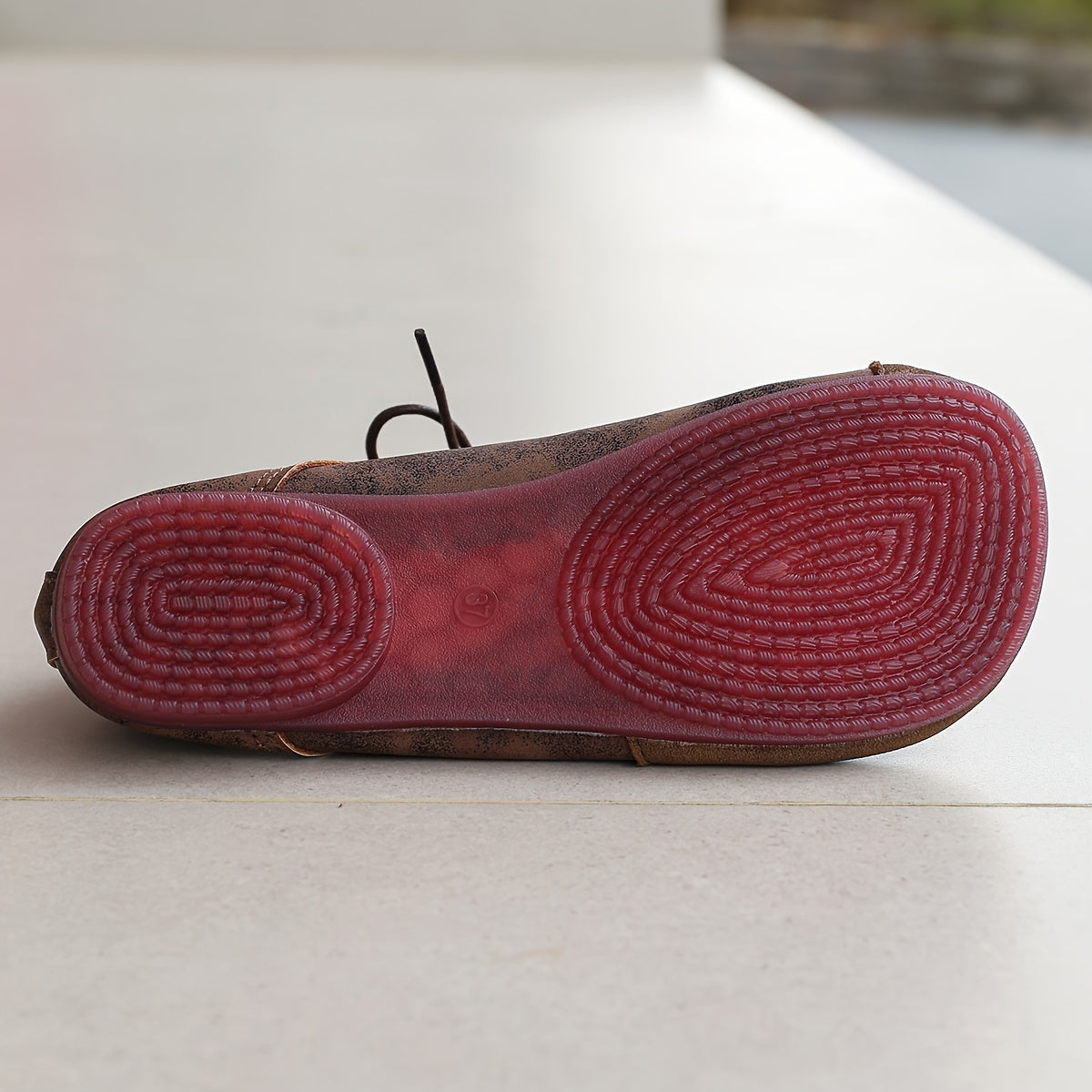 Zapatos planos de suela suave para mujer para cuatro estaciones con cordones y punta redonda