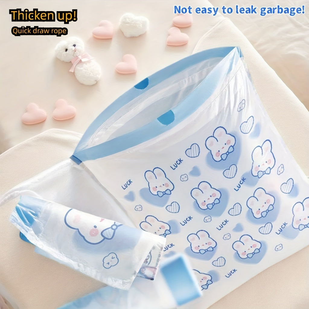 50 Pack Cartoon Drawstring Garbage Bags Leak-Proof High-Density HDPE Waste Disposal