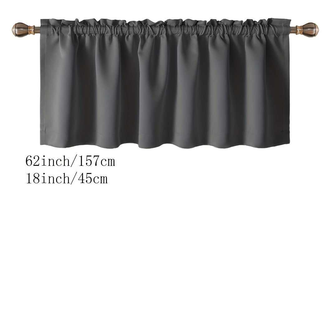Blackout Insulated Rod Pocket Window Valance for Kitchen Black