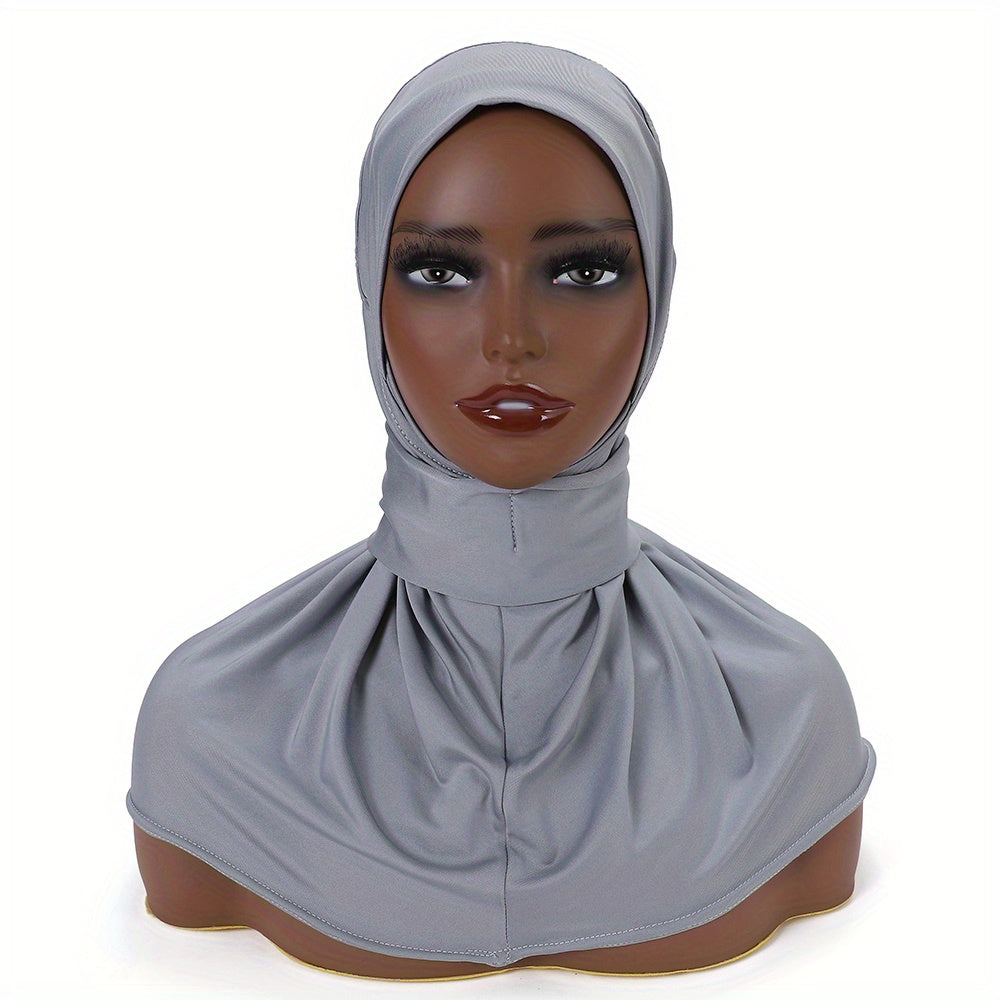 Solid Color Hijab for Women with Elastic Back and Snap Closure