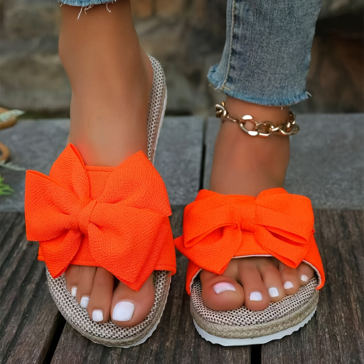 Women's Flat Sandals Open Toe Breathable Fabric Cushioned Insole