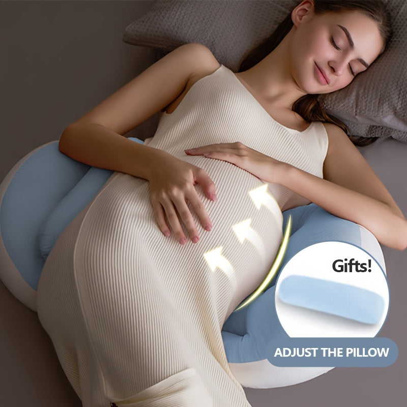 U-Shaped Ergonomic Maternity Pillow for Side Sleepers Lumbar and Belly Support Soft Polyester