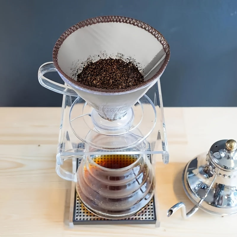 Reusable Stainless Steel Coffee Filter Set for 3-4 Cup Pour Over Drip Brewer