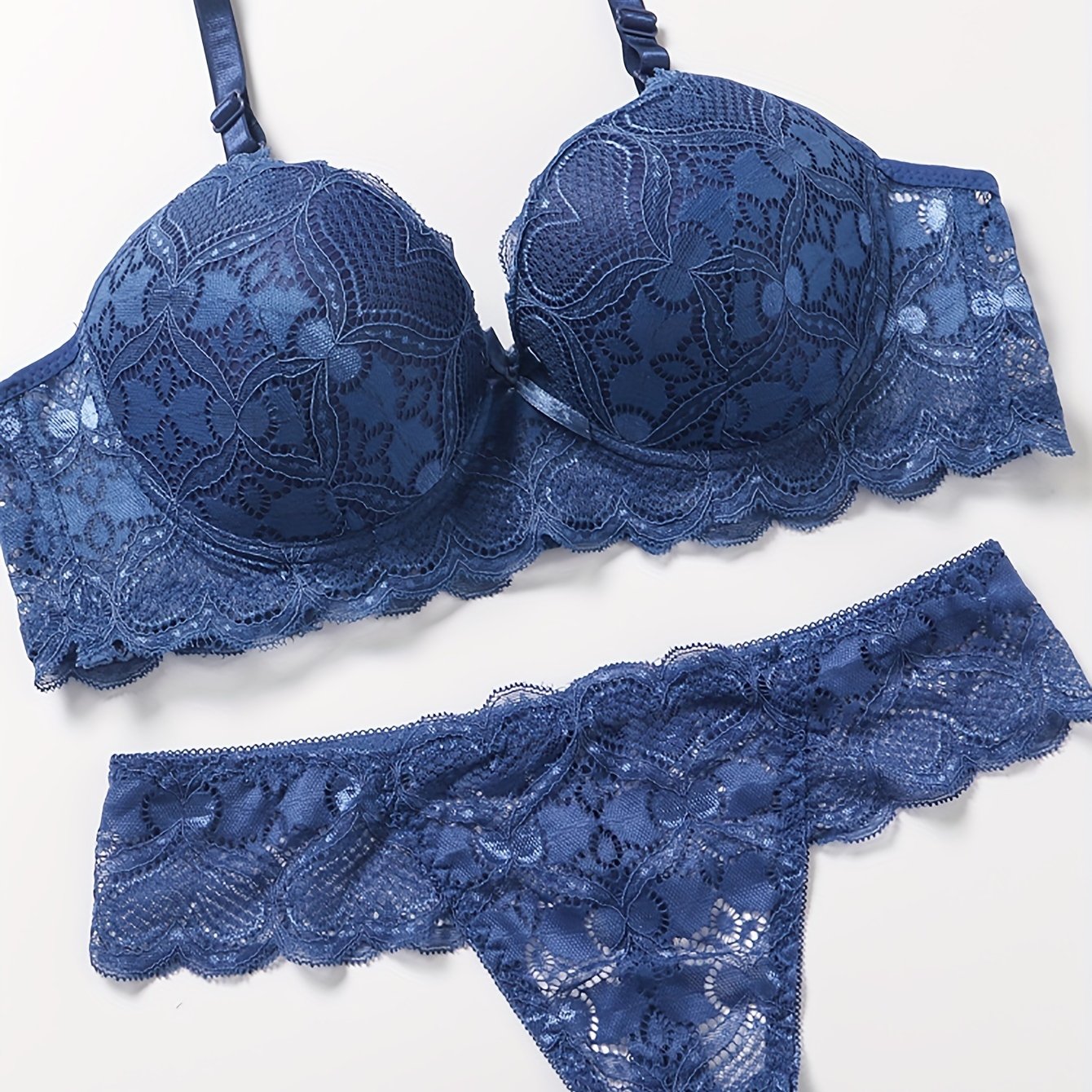 Women's Burgundy Red Lace Bra and Panty Set Spaghetti Strap Cheeky Thong Lingerie