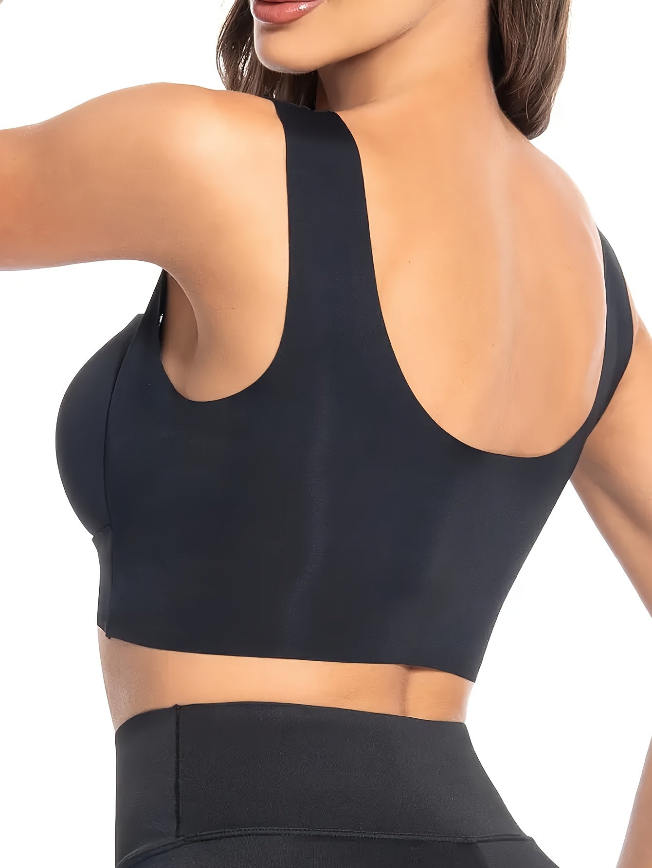 Women's Seamless Mesh Wireless Tank Bra with Contrast Push-Up Style