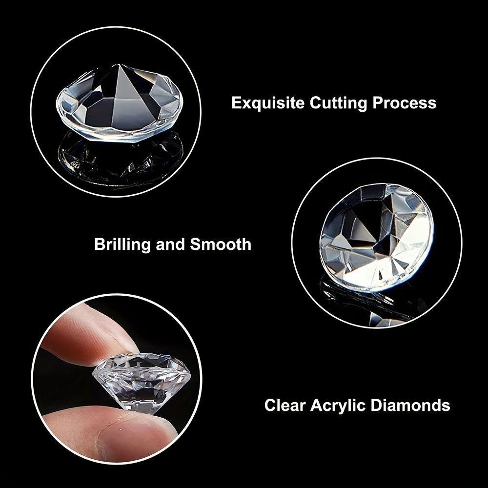 150 Pieces Clear Acrylic Diamond Crystals 0.8 Inch for Wedding Decorations