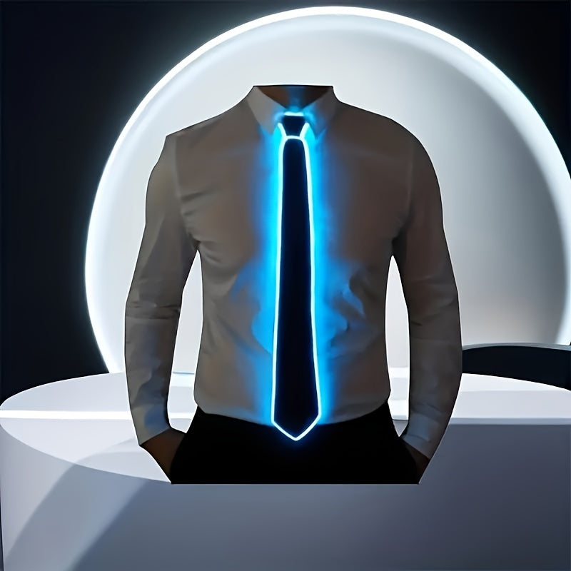 LED Light Up Necktie for Men Polyester Knit EL Wire Glowing Party Halloween Cosplay