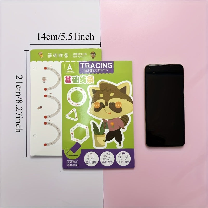 Children's Reusable Practice Tracking Manuals for Painting Education with Erasable Stickers