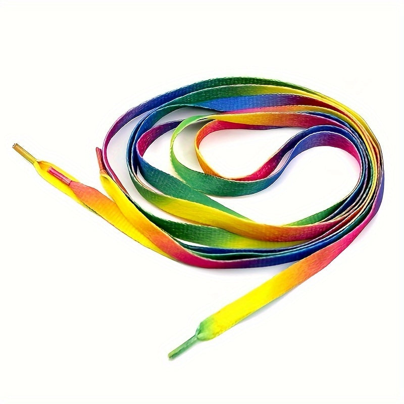 Unisex Rainbow Gradient Flat Shoelaces Polyester Spandex for Sneakers and Boots