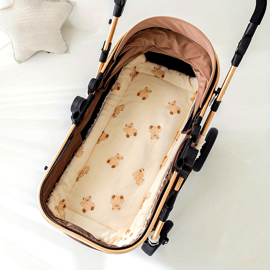 Baby Stroller Pad Beige Cotton Thickened Double-Sided Washable for Infants