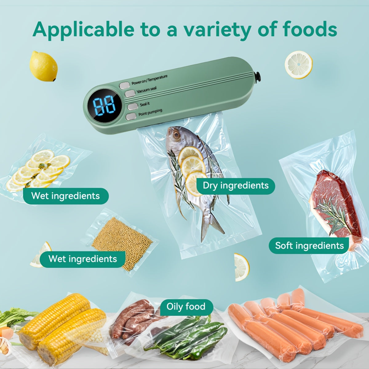 Портативный запайщик для продуктов, аккумулятор 1200 мАч, перезаряжаемый через USB, для кухни и улицы