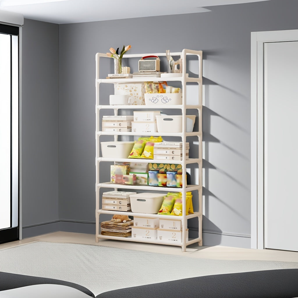 7-Tier Metal and Plastic Storage Organizer Rack for Kitchen Bedroom Living Room