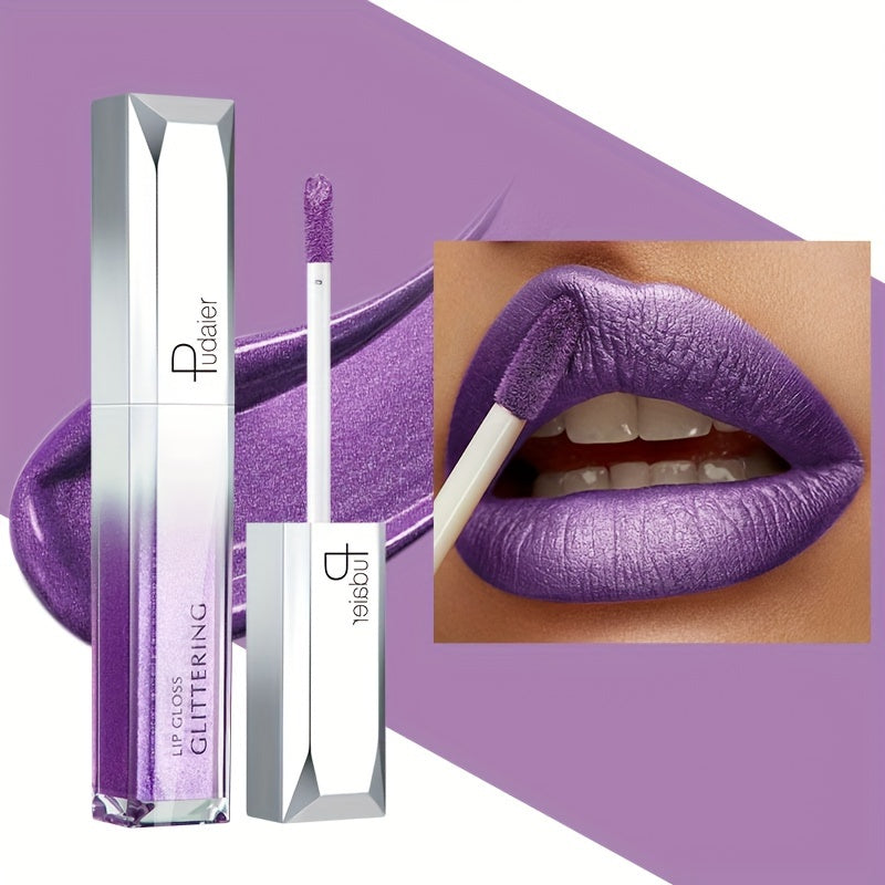 Women Sparkling Glitter Metallic Lip Gloss Waterproof Long-Lasting 18 Colors