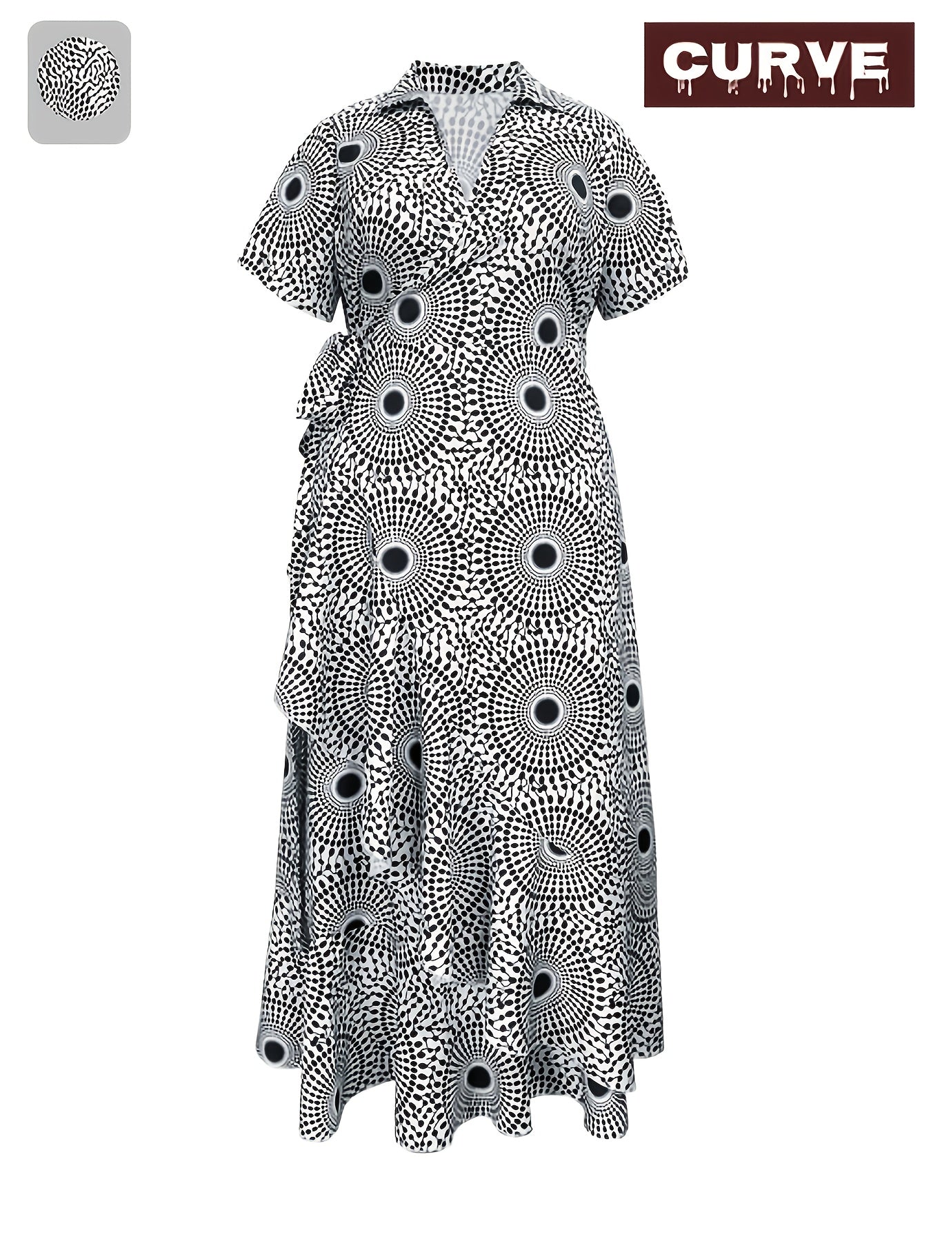 Plus Size Leopard Print Crossover Maxi Dress with V Neck and Asymmetrical Hem