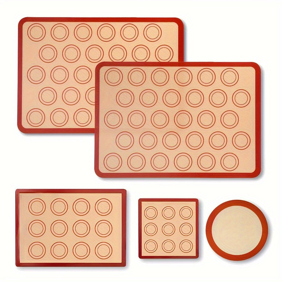 5-Piece Silicone Baking Mats Set Non-Stick Oven Liners for Cookies and Pastries