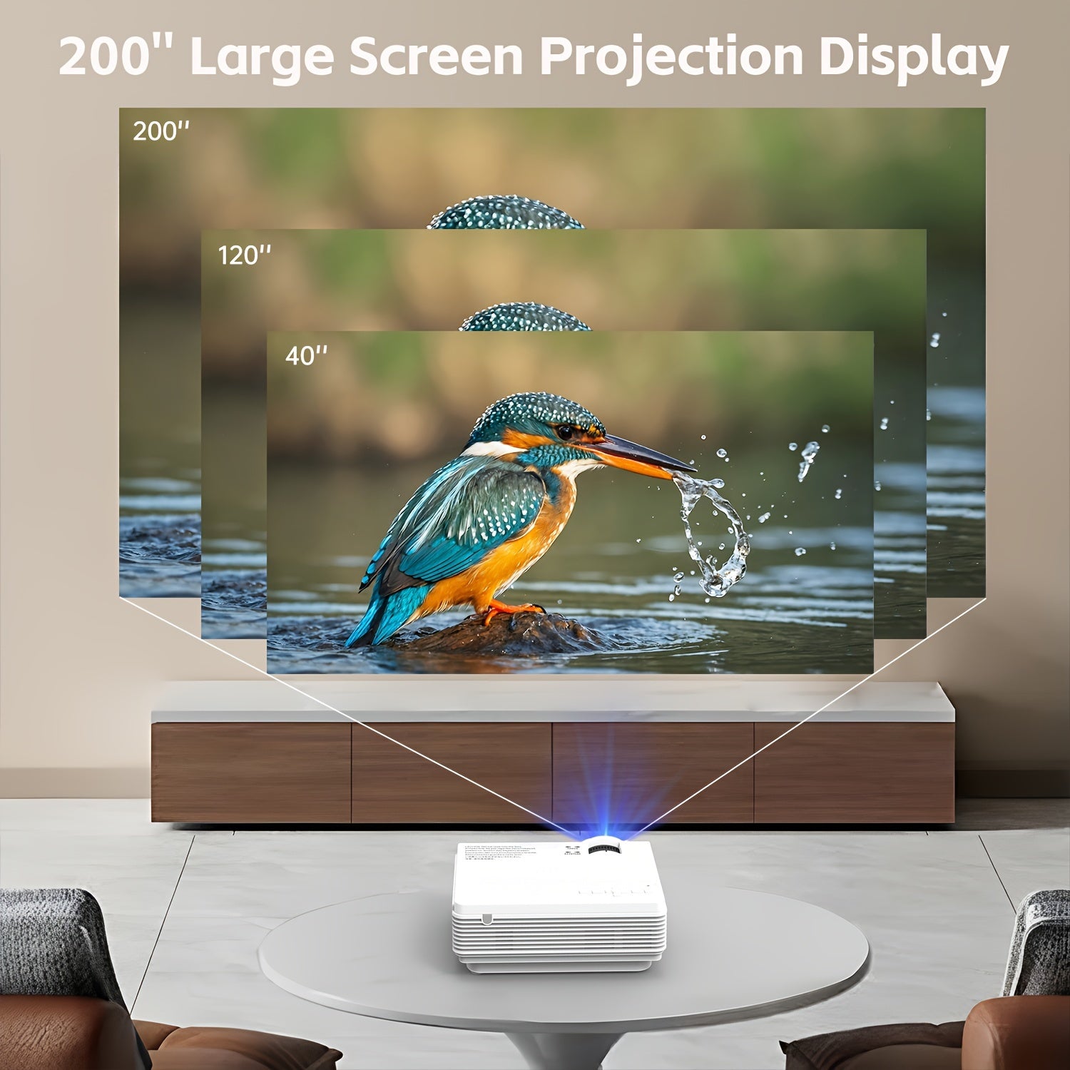 Мини HD-проектор с встроенным динамиком, беспроводной, для использования внутри и снаружи