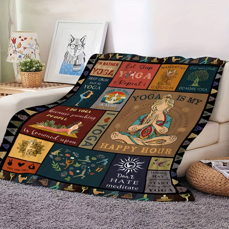 Flannel Throw Blanket for Allergies Cozy Yoga-Inspired Gift for Loved Ones