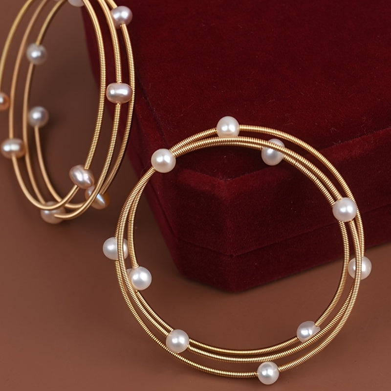 Freshwater Pearl Bracelet with Starry Design and Potato-Shaped Pearls