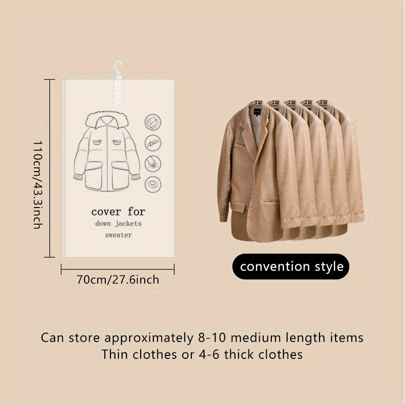 Kiyimlar uchun vakuum saqlash sumkasi, 1 ta, joyni tejovchi shkaf tashkilotchisi, kostyumlar, kurtkalar, palto uchun