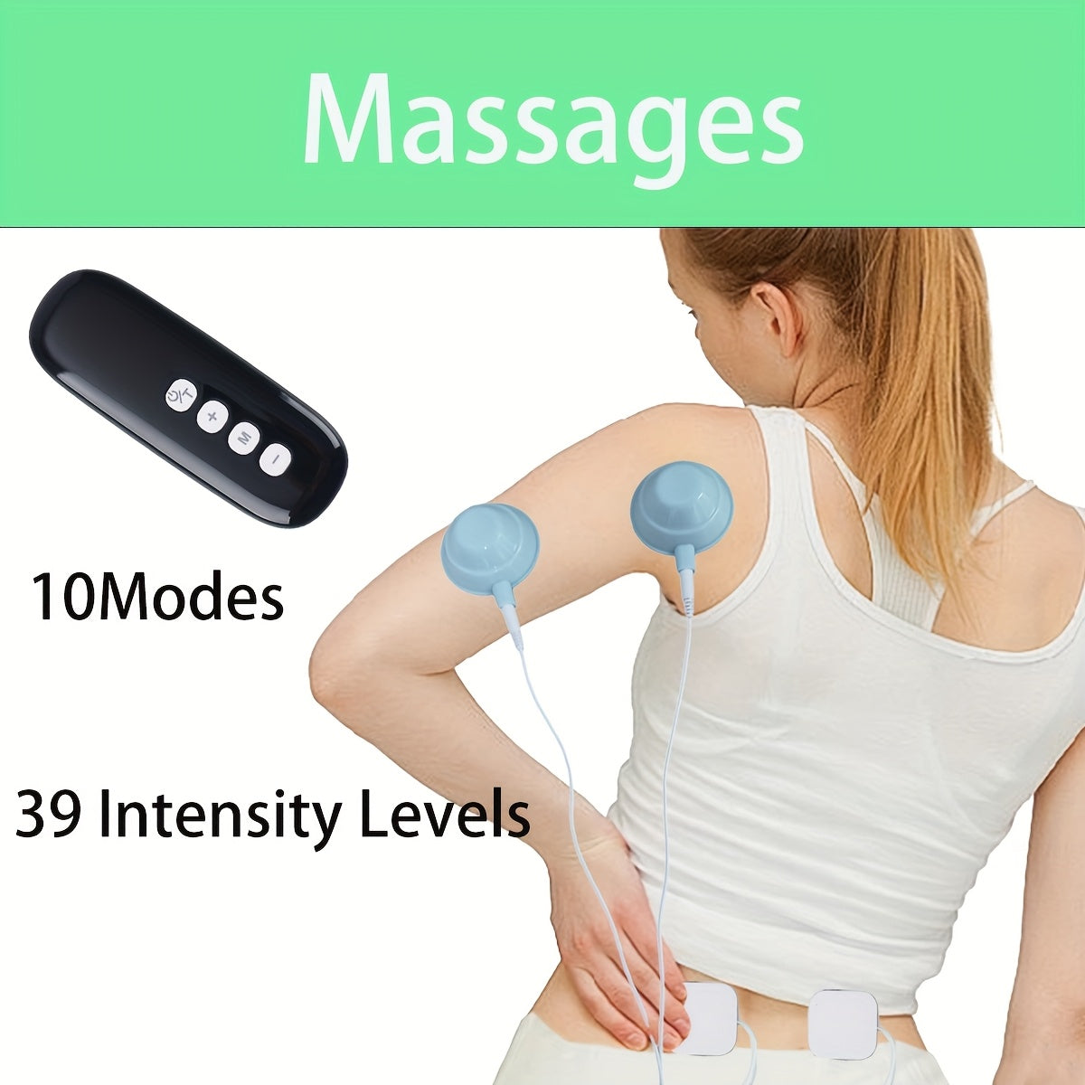 Rechargeable Massager with Suction Cups and Patches 10 Modes 39 Intensity Levels