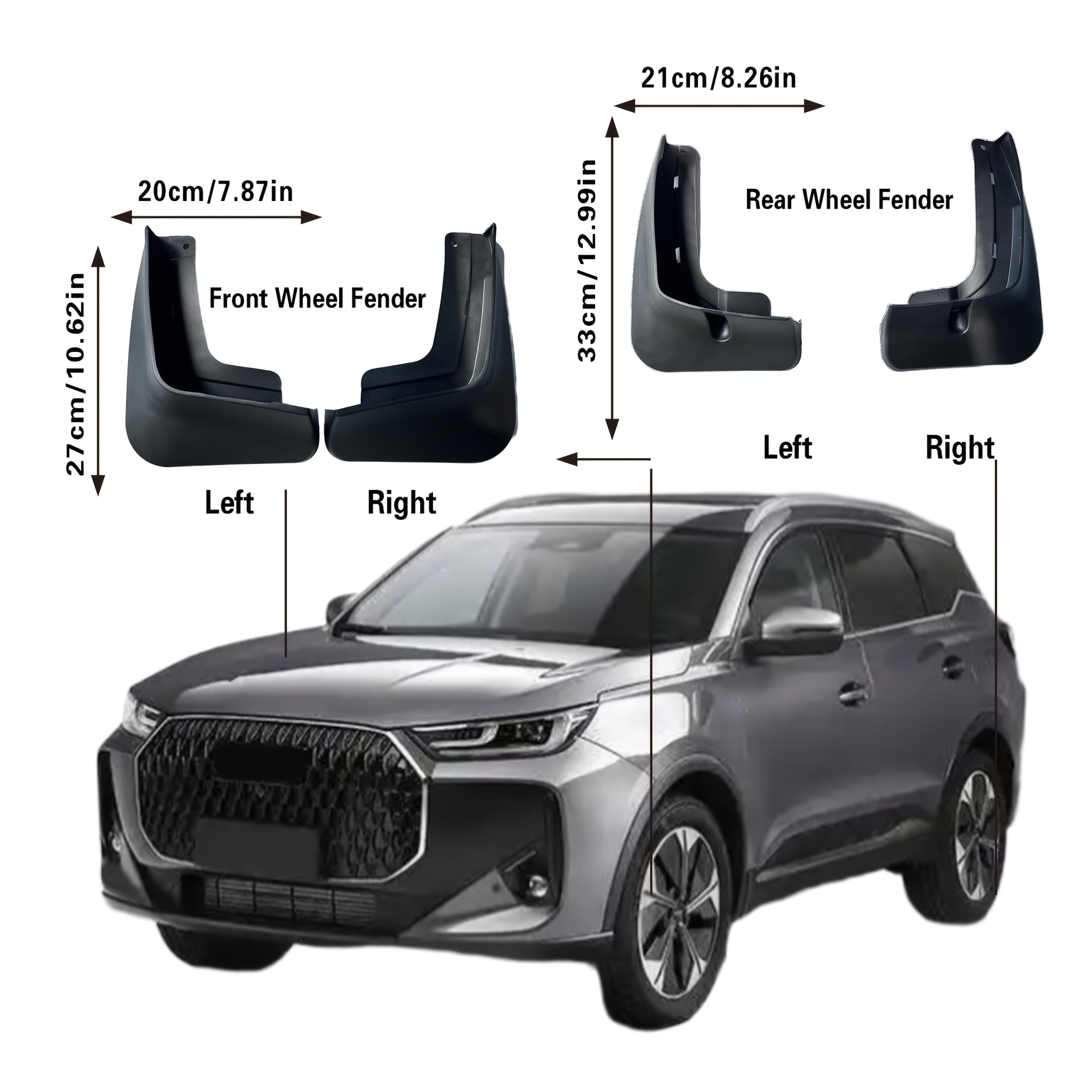 Juego de 4 piezas de guardabarros para coche para SUV, guardabarros de plástico delanteros y traseros, accesorios