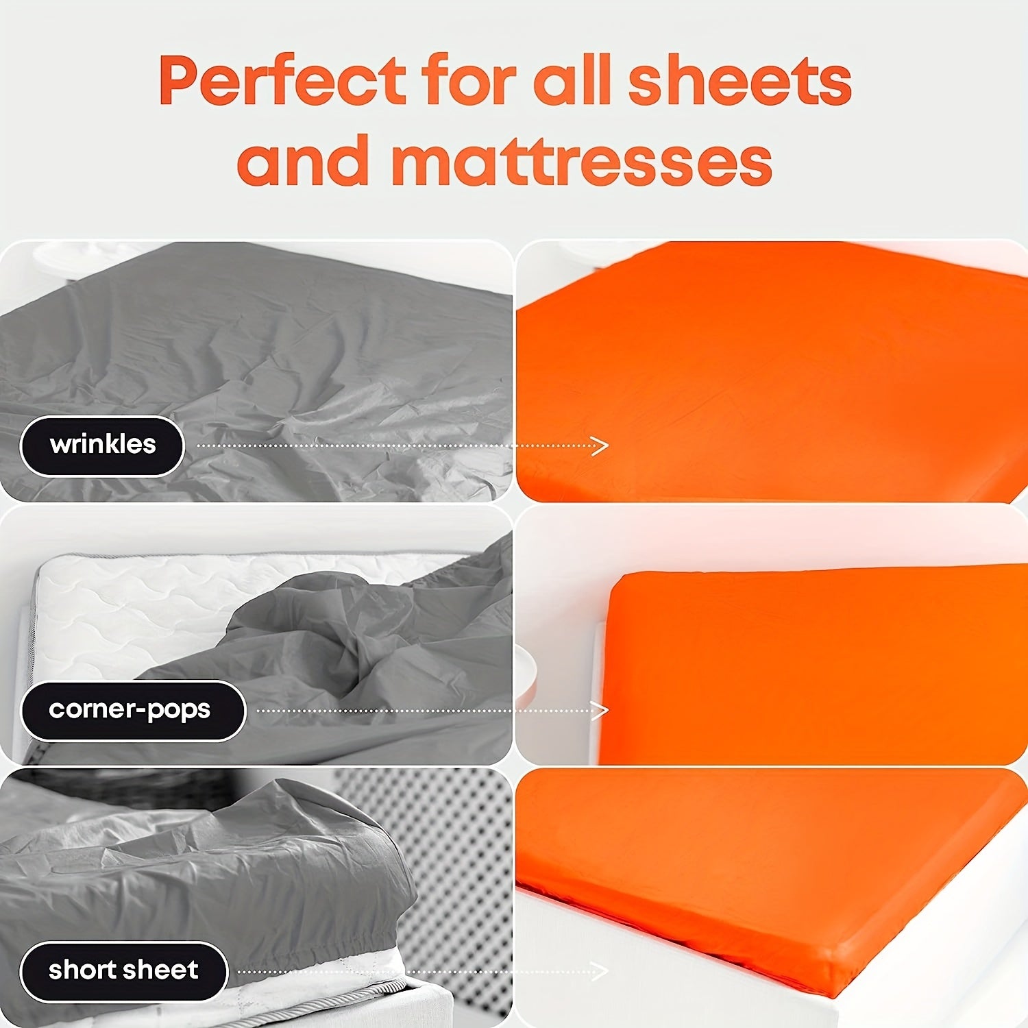 Adjustable Bed Sheet Straps for Secure Fitted Sheets, 4 Pieces