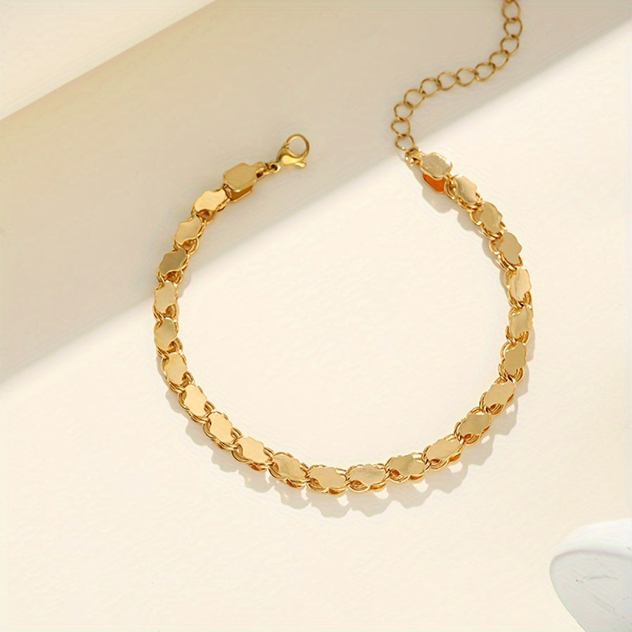 Women’s Handcrafted Copper Chain Bracelet with Real Gold Plating for Daily Wear
