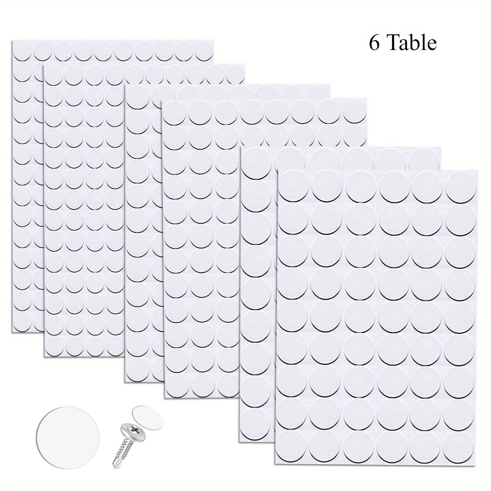 White Self-Adhesive Screw Cover Caps Pack of 6 21mm Dustproof Stickers