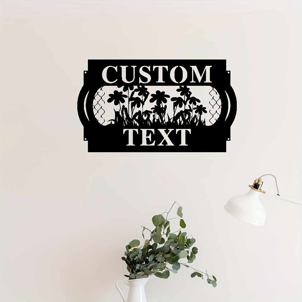 Custom Garden Metal Sign with Name and Floral Design Weatherproof Wall Art for Outdoor Decor