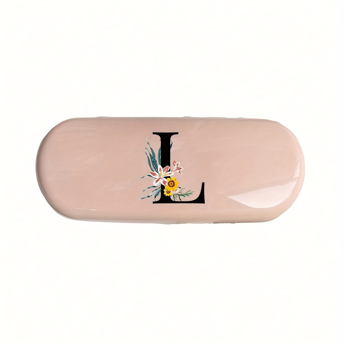 Pink Floral Monogram Glasses Case Waterproof Dustproof Compact Plastic Storage Box for Men and Women